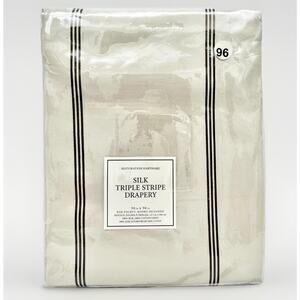 Restoration Hardware Silk Triple Stripe Drapery Panel 50" x 96" Sand New